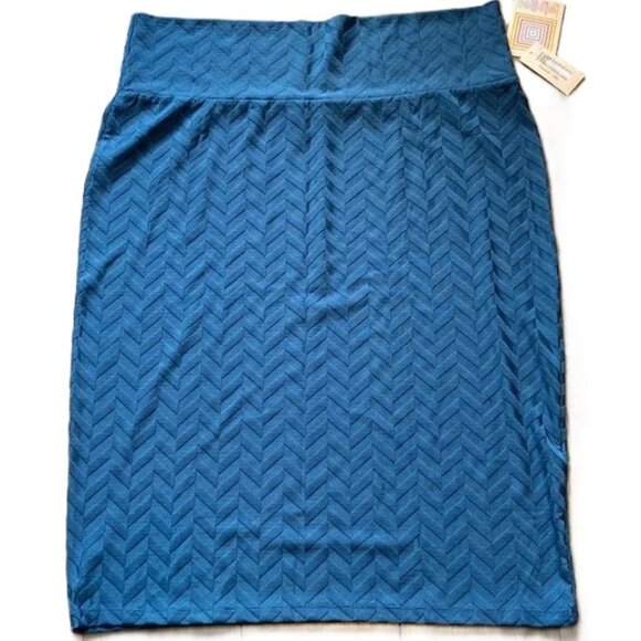 LuLaRoe Dresses & Skirts - LuLaRoe Cassie Pencil Skirt 3XL Zig Zag Geometric Pattern Teal Blue